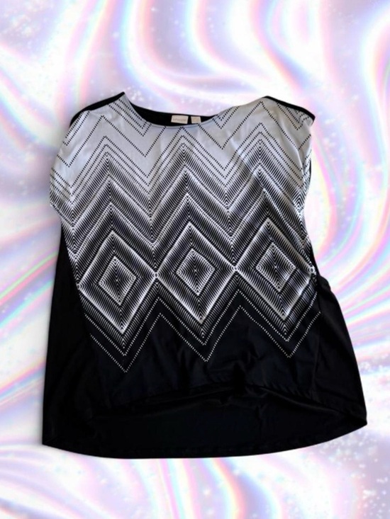 Chico's Tops - Chico's Black & White Geometric Sleeveless Blouse Tank